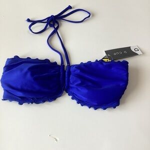 Body Glove smoothies Vibrant Blue bandeau Bikini Top D cup